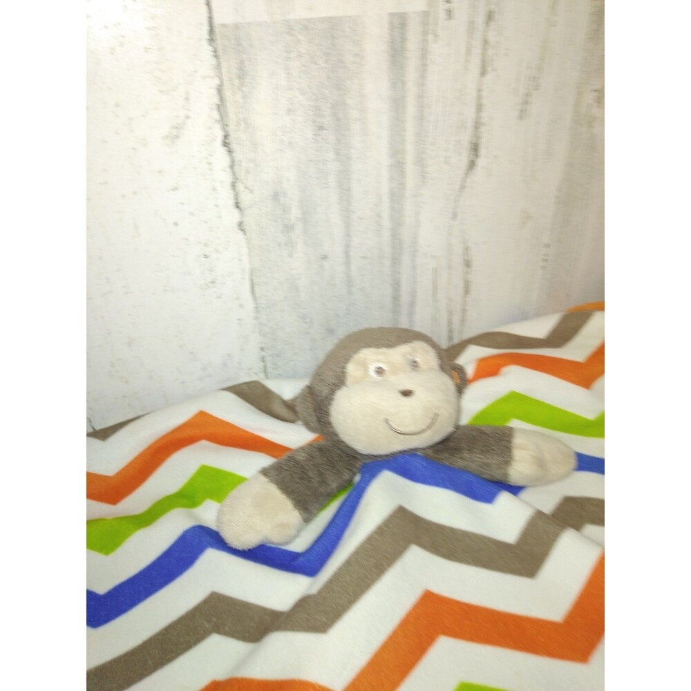 Baby Starters Monkey Chevron Security Blanket Lovey Rattle Orange Blue Green